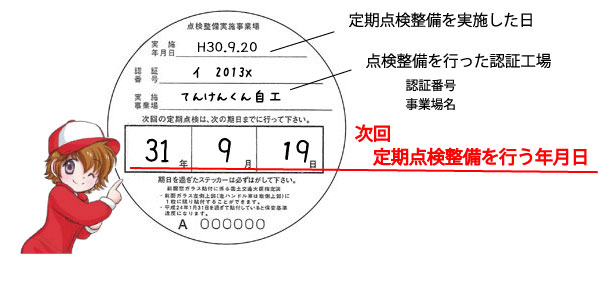 つなぎが点検整備済ステッカーのひみつを教えるのです つなぎちゃんの しようよ 定期点検